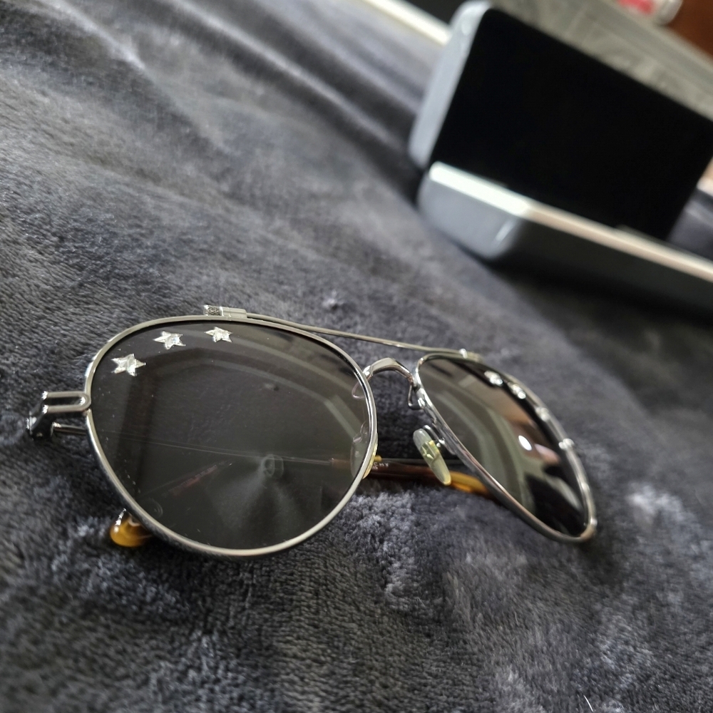 Givenchy Silver Aviator Sunglasses with Star Accents - Picture 9 of 15